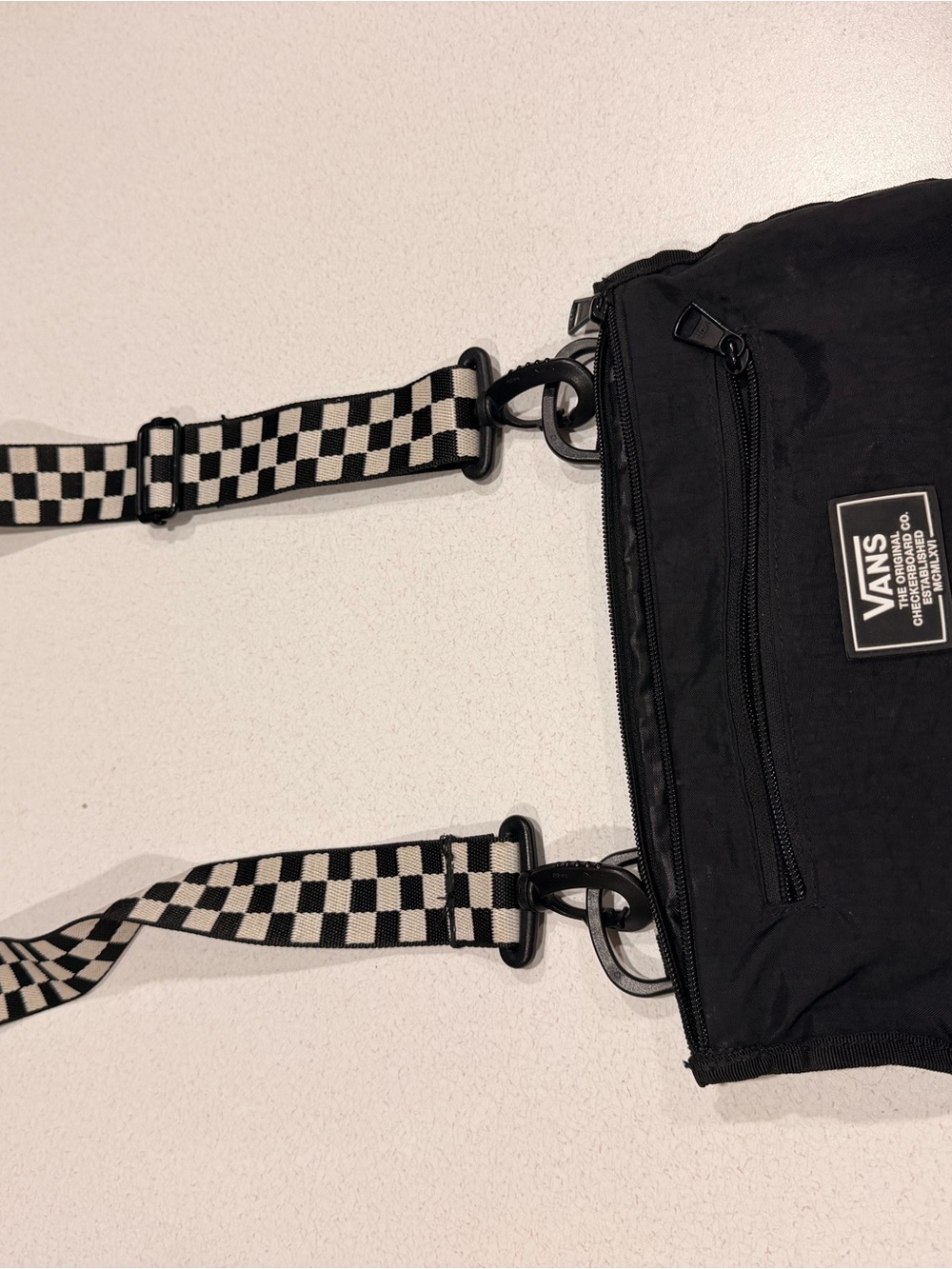 Vans Black Shoulder Bag with Black-and-White Checker Strap